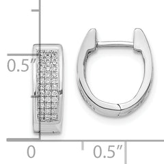 10k White Gold Diamond Small Hinged Oval Hoop Earrings