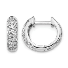 10k White Gold Diamond Hinged Hoop Earrings