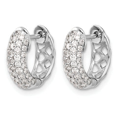 10k White Gold Diamond Hinged Hoop Earrings