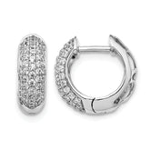 10k White Gold Diamond Hinged Hoop Earrings