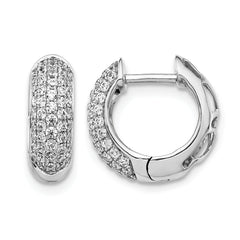 10k White Gold Diamond Hinged Hoop Earrings