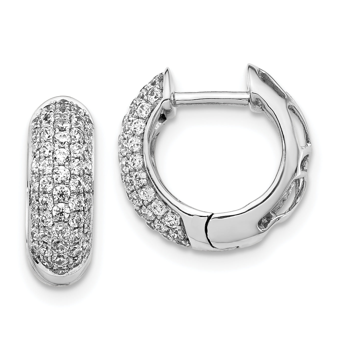 14k White Gold 3/4 carat Lab Grown Diamond VS/SI+ G+ Complete Hinged Hoop Earrings