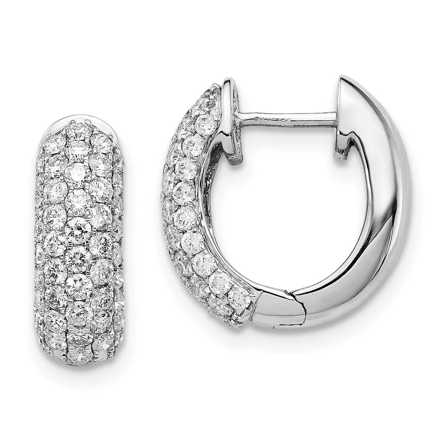 14k White Gold 1 1/5 carat Lab Grown Diamond VS/SI+ G+ Complete Hinged Hoop Earrings