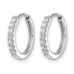 10k White Gold Diamond Hinged Hoop Earrings