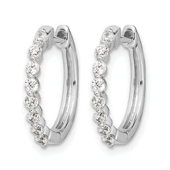 10k White Gold Diamond Hinged Hoop Earrings