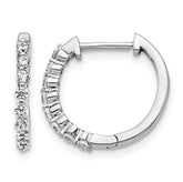 10k White Gold Diamond Hinged Hoop Earrings