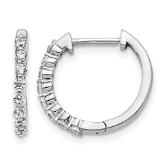 10k White Gold Diamond Hinged Hoop Earrings