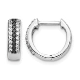 10k White Gold Black and White Diamond Hinged Hoop Earrings