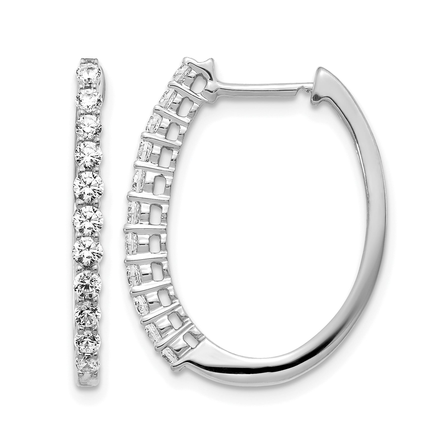 14k White Gold 3/4 carat Lab Grown Diamond VS/SI+ G+ Complete Hinged Hoop Earrings