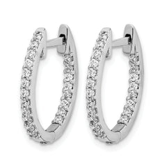10k White Gold In/Out Diamond Hinged Hoop Earrings
