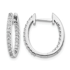 10k White Gold In/Out Diamond Hinged Hoop Earrings