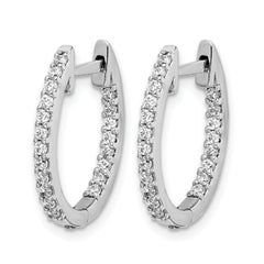 14k White Gold 1/2 carat Lab Grown Diamond VS/SI+ G+ Complete In and Out Hinged Hoop Earrings