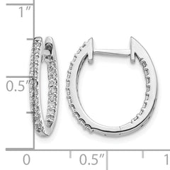 14k White Gold 1/2 carat Lab Grown Diamond VS/SI+ G+ Complete In and Out Hinged Hoop Earrings