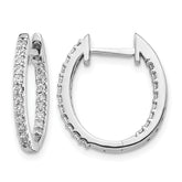 14k White Gold 1/2 carat Lab Grown Diamond VS/SI+ G+ Complete In and Out Hinged Hoop Earrings