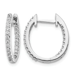 14k White Gold 1/2 carat Lab Grown Diamond VS/SI+ G+ Complete In and Out Hinged Hoop Earrings