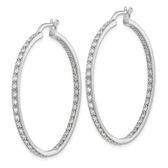 14k White Gold 7/8 carat Lab Grown Diamond VS/SI+ G+ Complete In and Out Hoop Earrings