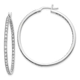 14k White Gold 7/8 carat Lab Grown Diamond VS/SI+ G+ Complete In and Out Hoop Earrings