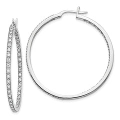14k White Gold 7/8 carat Lab Grown Diamond VS/SI+ G+ Complete In and Out Hoop Earrings