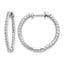 10k White Gold Polished Diamond In/Out Hinged Hoop Earrings