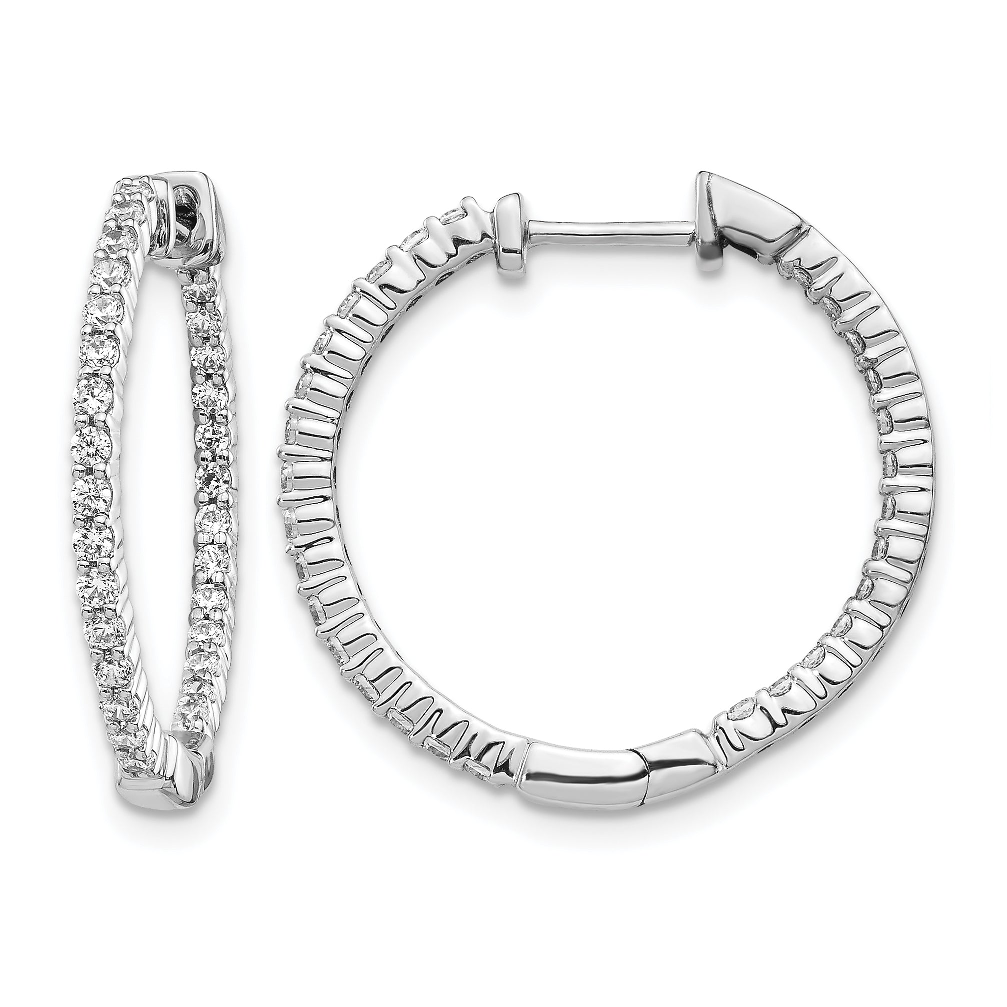 14k White Gold 5/8 carat Lab Grown Diamond VS/SI+ G+ Complete In and Out Hoop Earrings