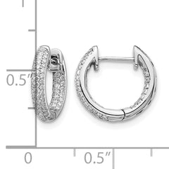 10k White Gold Diamond Hinged Hoop Earrings