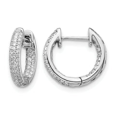 10k White Gold Diamond Hinged Hoop Earrings