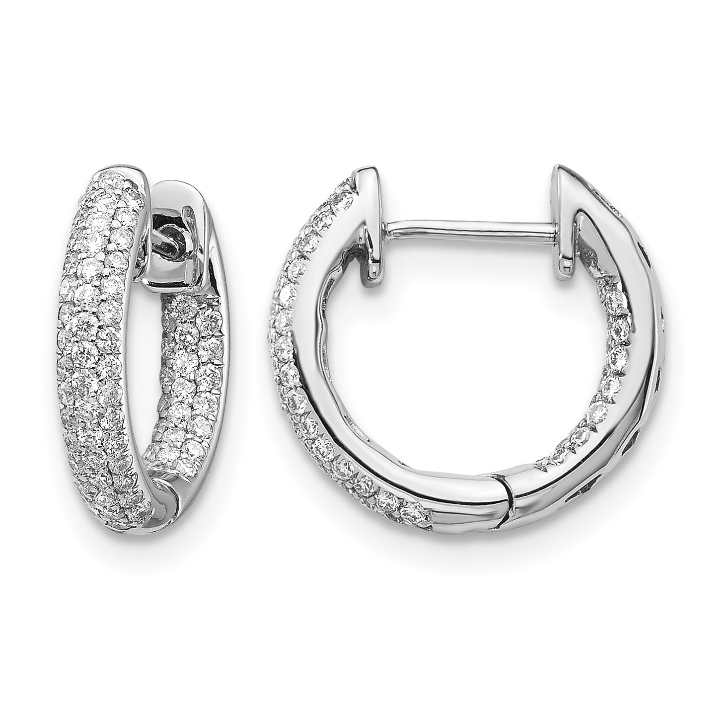 14k White Gold 3/8 carat Lab Grown Diamond VS/SI+ G+ Complete Hinged Hoop Earrings