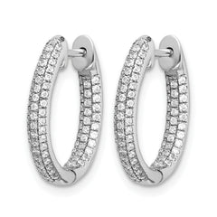 10k White Gold Diamond In/Out Hinged Hoop Earrings