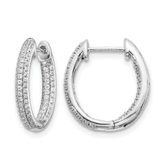 10k White Gold Diamond In/Out Hinged Hoop Earrings