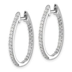 14k White Gold 3/4 carat Lab Grown Diamond VS/SI+ G+ Complete In and Out Hinged Hoop Earrings