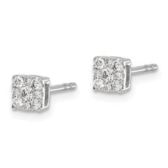 10k White Gold Diamond Cluster Post Earrings