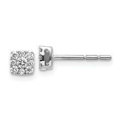 10k White Gold Diamond Cluster Post Earrings