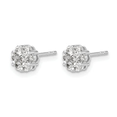 14k White Gold 1/2 carat Lab Grown Diamond VS/SI+ G+ Cluster Post Earrings