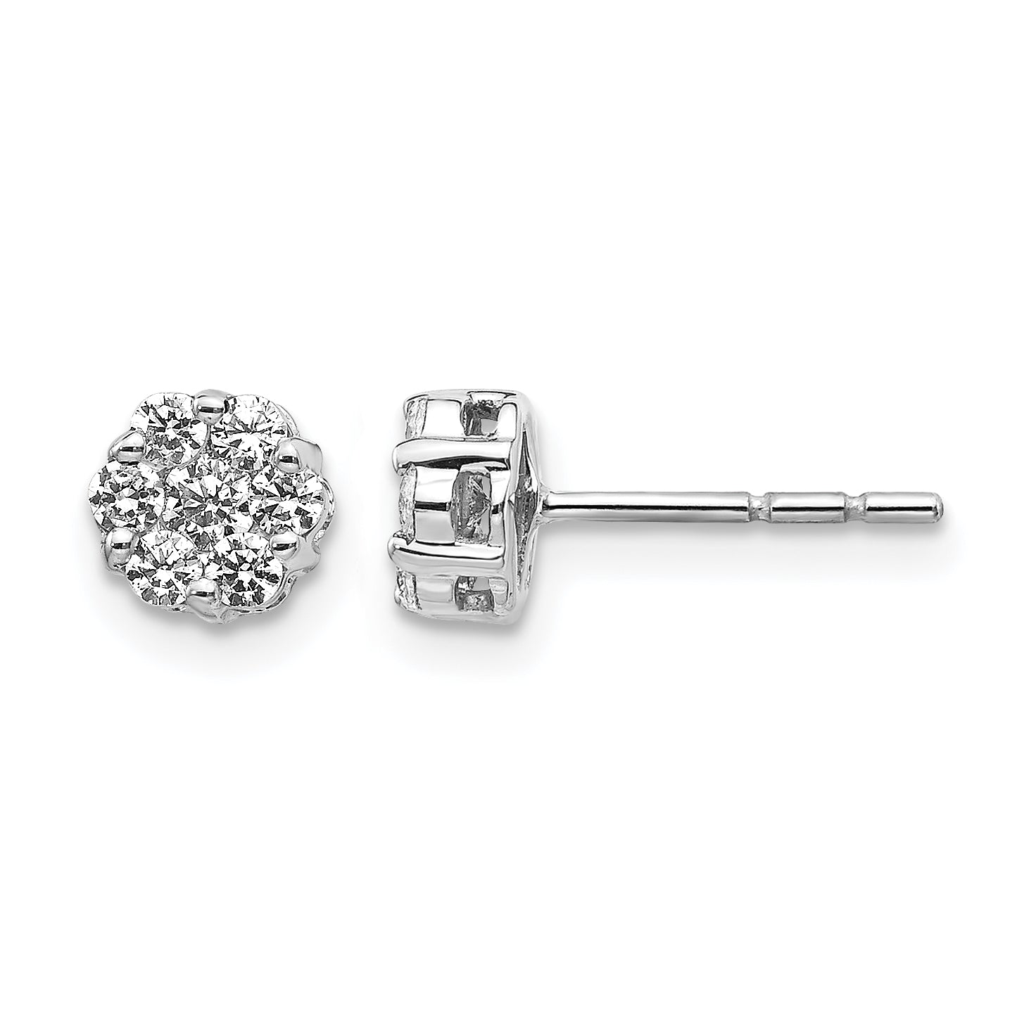 14k White Gold 1/2 carat Lab Grown Diamond VS/SI+ G+ Cluster Post Earrings