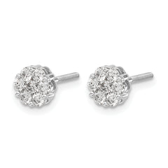 14k White Gold 5/8 carat Lab Grown Diamond VS/SI+ G+ Screwback Cluster Post Earrings