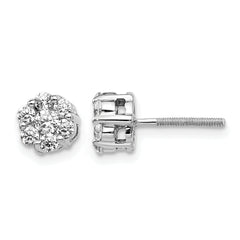 14k White Gold 5/8 carat Lab Grown Diamond VS/SI+ G+ Screwback Cluster Post Earrings