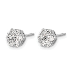14k White Gold 1 carat Lab Grown Diamond VS/SI+ G+ Screwback Cluster Post Earrings