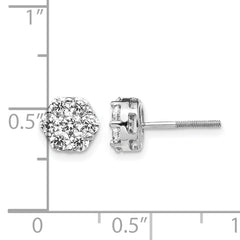 14k White Gold 1 carat Lab Grown Diamond VS/SI+ G+ Screwback Cluster Post Earrings