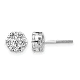 14k White Gold 1 carat Lab Grown Diamond VS/SI+ G+ Screwback Cluster Post Earrings