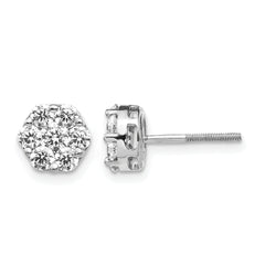 14k White Gold 1 carat Lab Grown Diamond VS/SI+ G+ Screwback Cluster Post Earrings