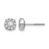 14k White Gold 1/2 carat Lab Grown Diamond VS/SI+ G+ Cluster Screwback Post Earrings