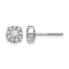 14k White Gold 1/2 carat Lab Grown Diamond VS/SI+ G+ Cluster Screwback Post Earrings