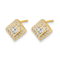 10k Polished Diamond Post Earrings