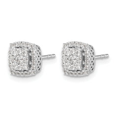 14k White Gold 1/2 carat Lab Grown Diamond VS/SI+ G+ Double Halo Post Earrings