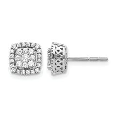 14k White Gold 1/2 carat Lab Grown Diamond VS/SI+ G+ Double Halo Post Earrings