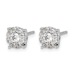 14k White Gold 1 carat Lab Grown Diamond VS/SI+ G+ Halo Post Earrings