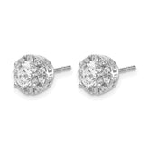 14k White Gold 1 carat Lab Grown Diamond VS/SI+ G+ Complete Halo Post Earrings
