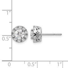 14k White Gold 1 carat Lab Grown Diamond VS/SI+ G+ Complete Halo Post Earrings