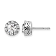 14k White Gold 1 carat Lab Grown Diamond VS/SI+ G+ Complete Halo Post Earrings