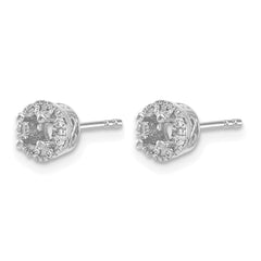 10k White Gold Diamond Semi-mount Stud Earrings